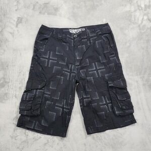 Surplus Shorts Mens 32 Black Geometric Cargo 12 In Baggy Skate Casual Summer Y2K